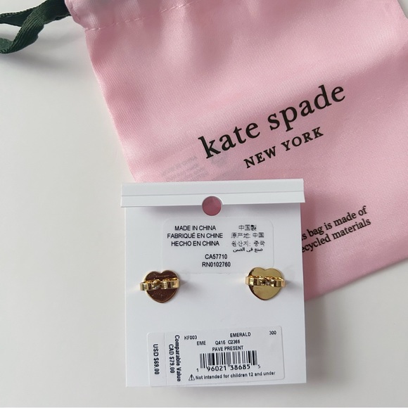 ♠️Kate Spade Pave Emerald Present Studs Earrings, Green NWT - Picture 7 of 8